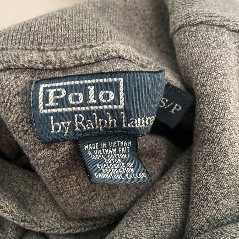 Ralph Lauren Heather Gray Polo 2 button tall collar sweatshirt material size PS - Picture 7 of 9